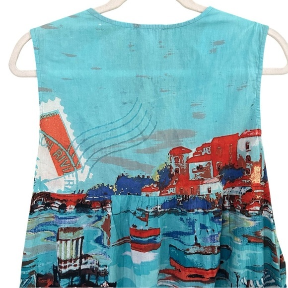 ORIENTQUE Australia‎ Womens Retro Boat Print Crinkle Cotton Dress Size Small - Picture 11 of 16